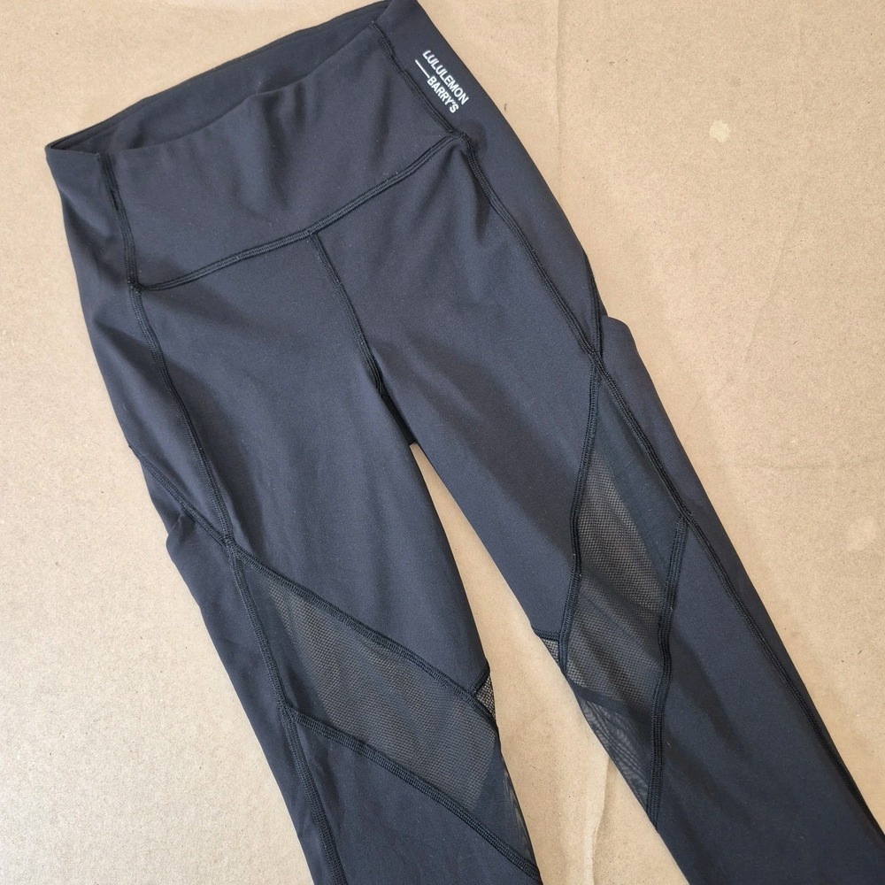 Lululemon x Barrys Stronger as One Tight 25" Womens 2 Black Mesh Leggings